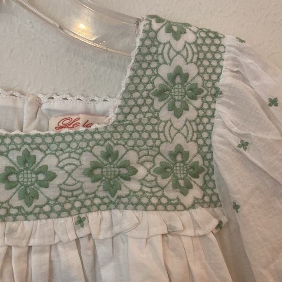 NWT Le Lapin Green Embroidered 100% cotton Top - Picture 7 of 7